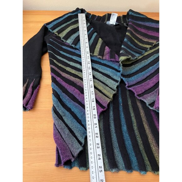 ANGEL by Sabri Ozel Knitted Multicolor open front Cardigan Sweater Top L - Picture 7 of 12